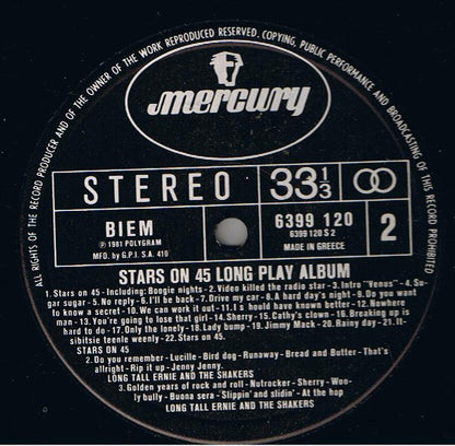 Stars On 45 / Long Tall Ernie And The Shakers : Stars On 45 Long Play Album (LP)