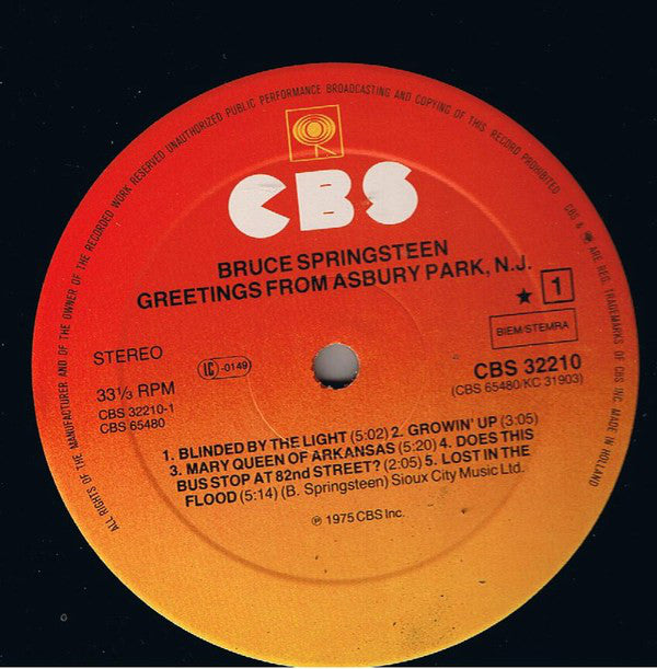 Bruce Springsteen : Greetings From Asbury Park N.J. (LP, Album, RE)