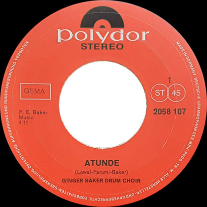 Ginger Baker Drum Choir : Atunde (7", Single)