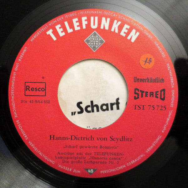 Hanns-Dietrich Von Seydlitz : Scharf Gewürzte Bonmots (7", S/Sided, Single, Promo)