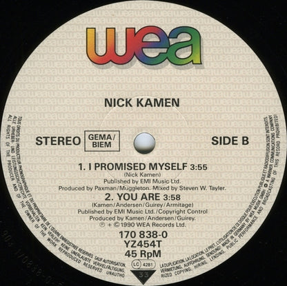 Nick Kamen : I Promised Myself (Independiente Mix) (12", Maxi)