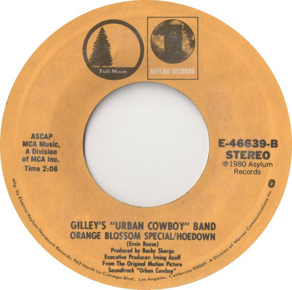 Joe Walsh  /  Gilley's "Urban Cowboy" Band : All Night Long / Orange Blossom Special / Hoedown (7", Single, Styrene, Ter)
