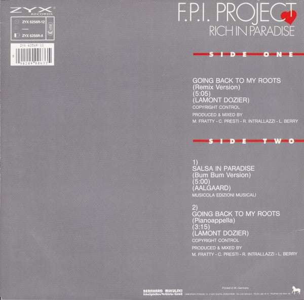 F.P.I. Project* : Rich In Paradise "Going Back To My Roots" (Remix) (12", Maxi)