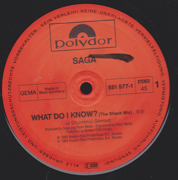 Saga (3) : What Do I Know? (12", Maxi)