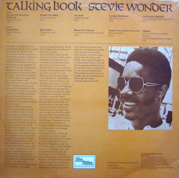 Stevie Wonder : Talking Book (LP, Album, RE)