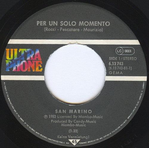 San Marino : Per Un Solo Momento (7", Single)