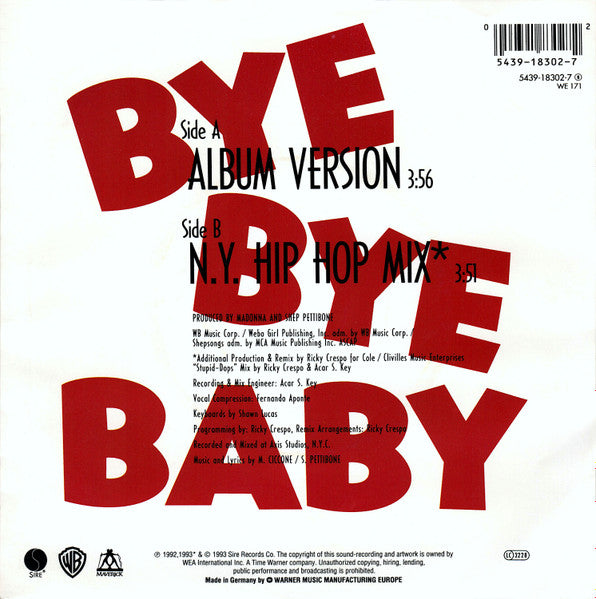 Madonna : Bye Bye Baby (7", Single, Lar)