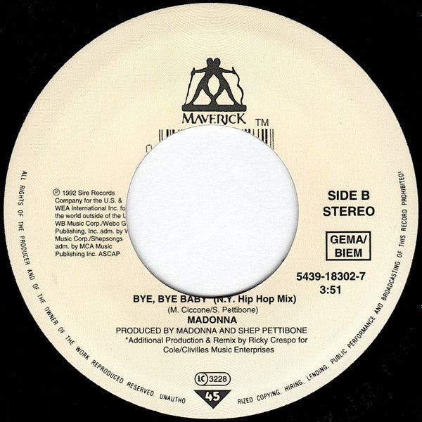 Madonna : Bye Bye Baby (7", Single, Lar)