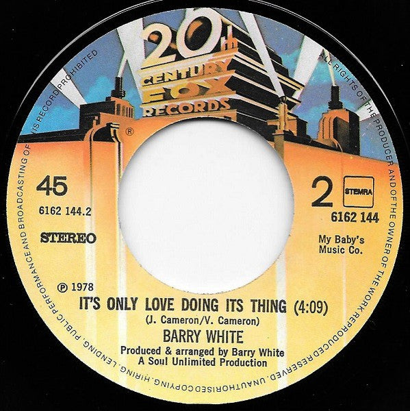 Barry White : Your Sweetness Is My Weakness (7", Single)