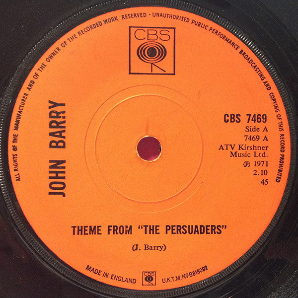 John Barry : Theme From "The Persuaders" (7", Single, Mono, Sol)