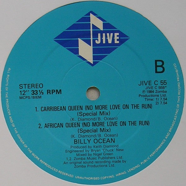 Billy Ocean : European Queen (No More Love On The Run) (12", Blu)