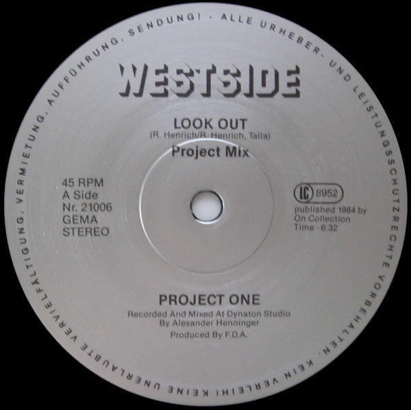 Project One (6) : Look Out (Project Mix) (12")