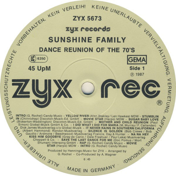 Sunshine Family : Dance Reunion Of The 70's (12", Maxi)