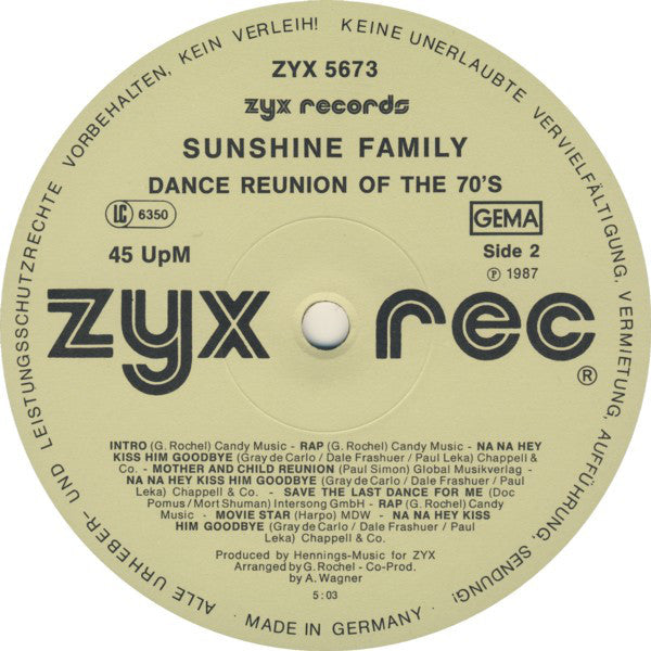 Sunshine Family : Dance Reunion Of The 70's (12", Maxi)