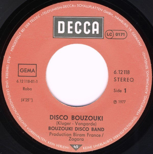 Bouzouki Disco Band* : Disco Bouzouki (7", Single)