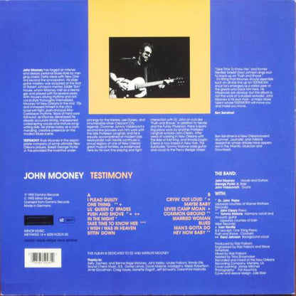 John Mooney : Testimony (LP, Album, Ltd, 180)