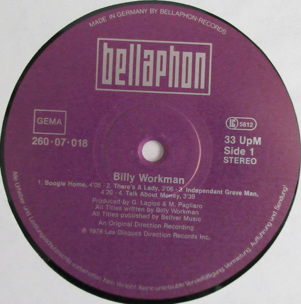 Billy Workman : Billy Workman (LP, Album)