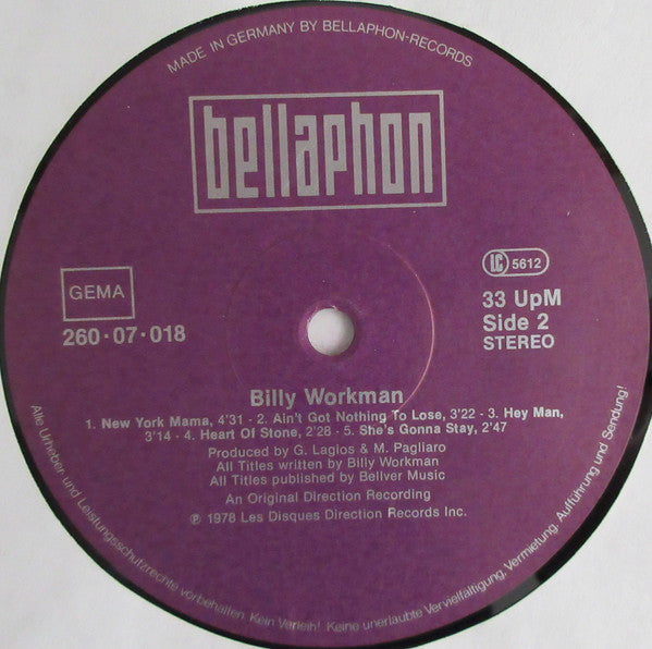 Billy Workman : Billy Workman (LP, Album)