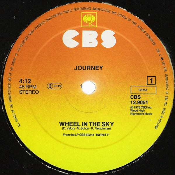 Journey : Wheel In The Sky (12", Maxi, Ltd)