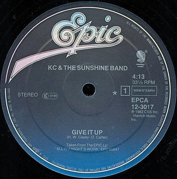 KC & The Sunshine Band : Give It Up / It's Too Hard To Say Goodbye (12", Maxi)