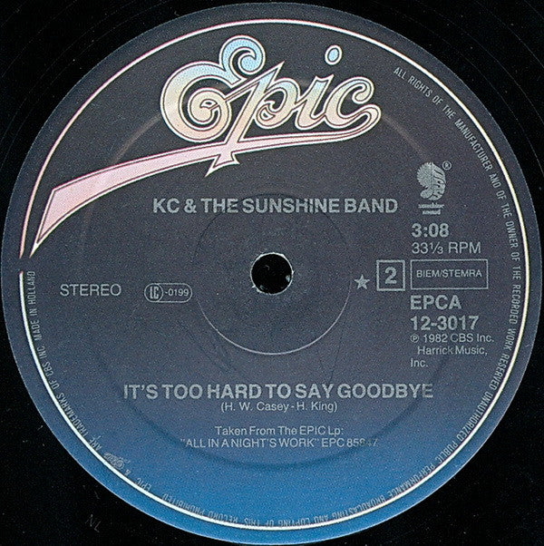KC & The Sunshine Band : Give It Up / It's Too Hard To Say Goodbye (12", Maxi)