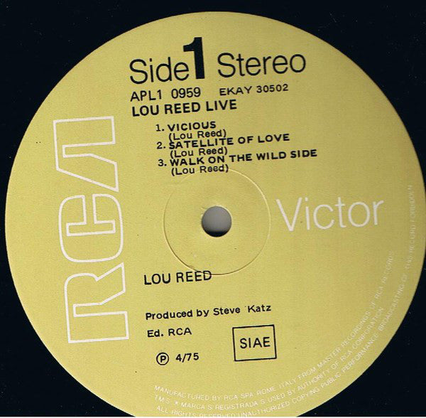 Lou Reed : Lou Reed Live (LP, Album, RE)