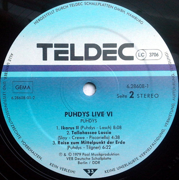 Puhdys : Puhdys 6 Live (2xLP, Album, RE, Gat)