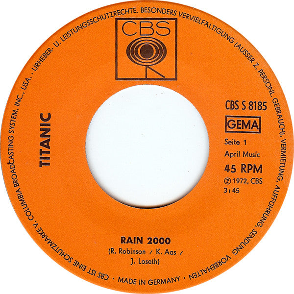 Titanic (3) : Rain 2000 (7", Single)
