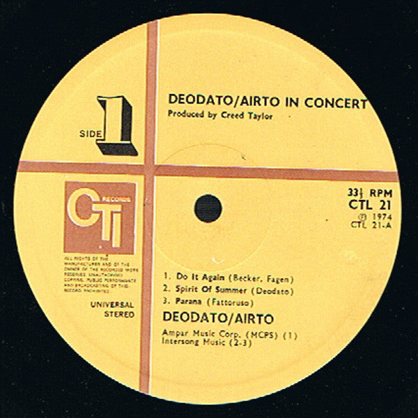 Deodato* / Airto* : In Concert (LP, Album)