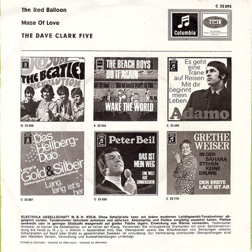 The Dave Clark Five : The Red Balloon / Maze Of Love (7", Single, Mono)