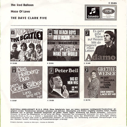 The Dave Clark Five : The Red Balloon / Maze Of Love (7", Single, Mono)