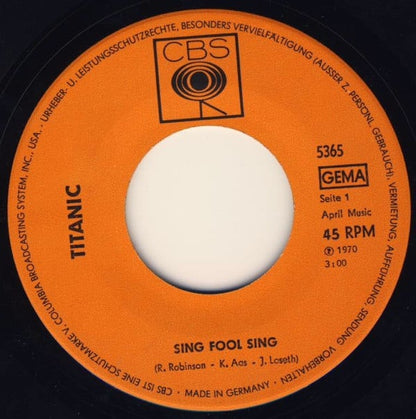 Titanic (3) : Sing Fool Sing (7", Single)