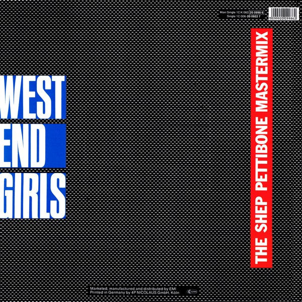 Pet Shop Boys : West End Girls (The Shep Pettibone Mastermix) (12", Maxi, RP)