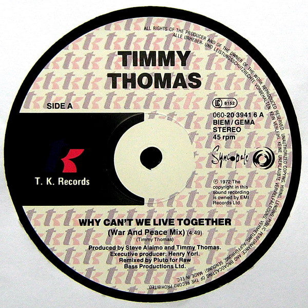 Timmy Thomas : Why Can't We Live Together? (1990 Remix) (12", Maxi)