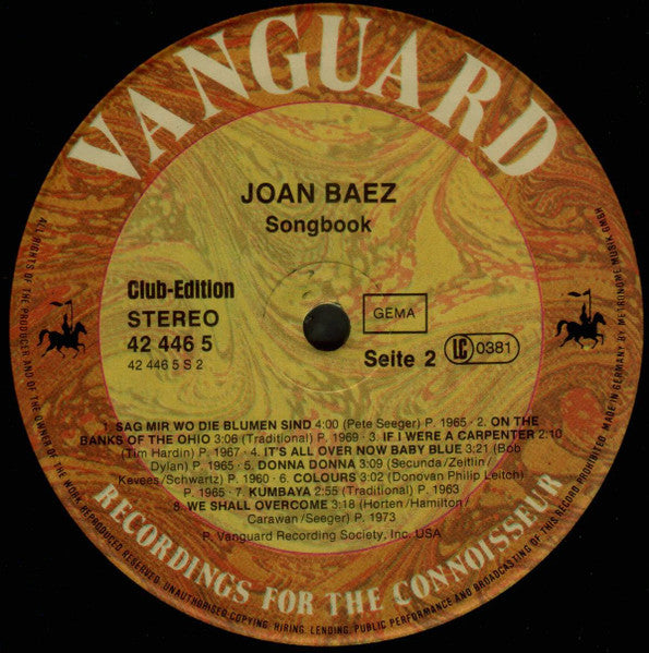 Joan Baez : Songbook (LP, Comp, Club)