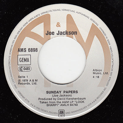 Joe Jackson : Sunday Papers (7", Single, M/Print)