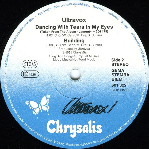 Ultravox : Dancing With Tears In My Eyes (Special Re-Mix) (12", Maxi)