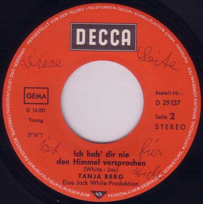 Tanja Berg : Komm Wieder, Wenn Du Frei Bist / Ich Hab' Dir Nie Den Himmel Versprochen (7", Single)