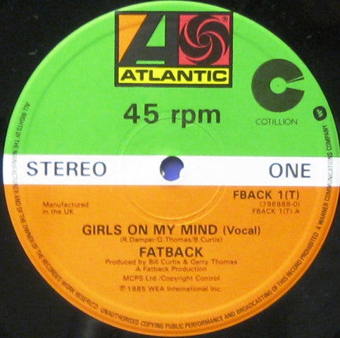 The Fatback Band : Girls On My Mind (12")