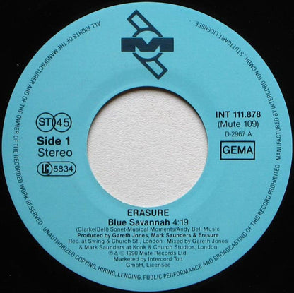Erasure : Blue Savannah (7", Single)