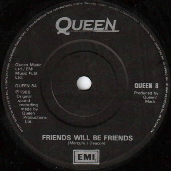 Queen : Friends Will Be Friends (7", Single, Pap)