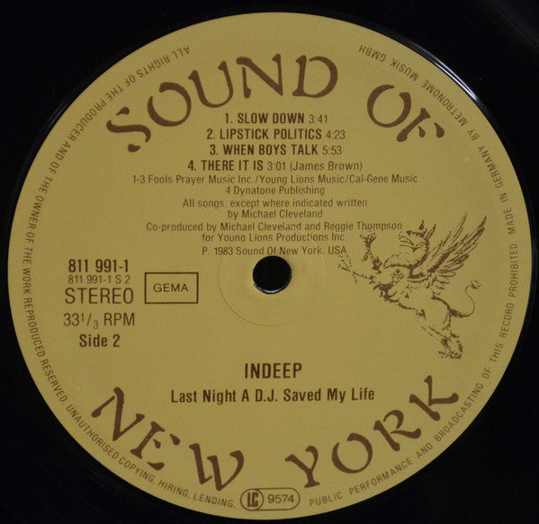 Indeep : Last Night A DJ Saved My Life! (LP, Album)