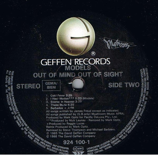 Models (2) : Out Of Mind Out Of Sight (LP, Album)