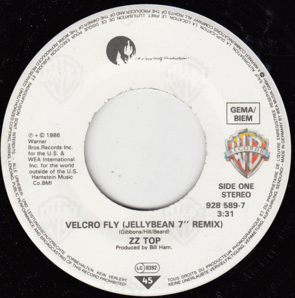 ZZ Top : Velcro Fly (7", Single, Rem)