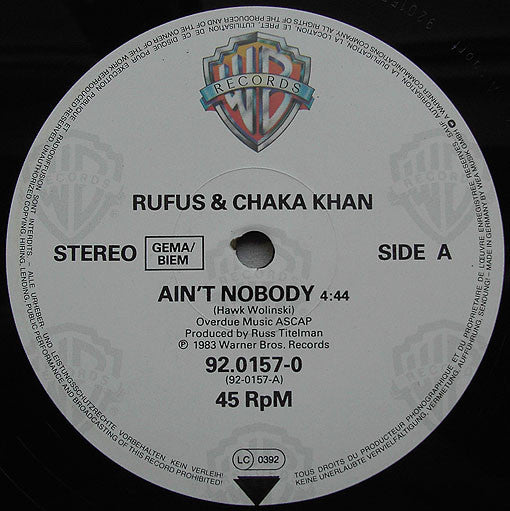 Rufus & Chaka Khan : Ain't Nobody (12", Maxi, BIE)