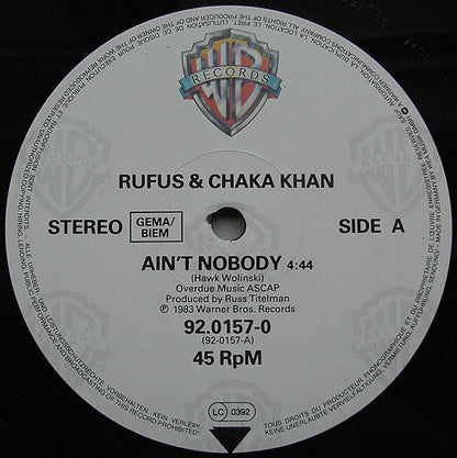 Rufus & Chaka Khan : Ain't Nobody (12", Maxi, BIE)