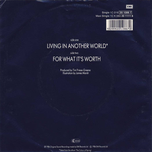 Talk Talk : Living In Another World (7", Single)
