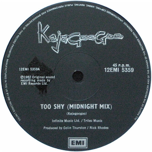 Kajagoogoo : Too Shy (Midnight Mix) (12", Single)