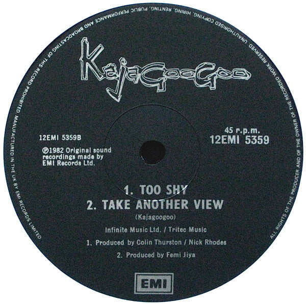 Kajagoogoo : Too Shy (Midnight Mix) (12", Single)