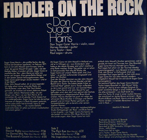 Don "Sugarcane" Harris : Fiddler On The Rock (LP, Album)